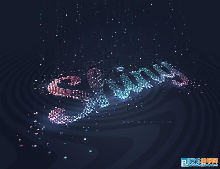 PS制作絢麗霓虹燈效果的打散文字