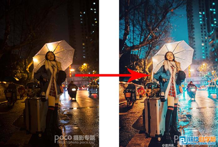 PS如何調亮夜景曝光不足的人像照片