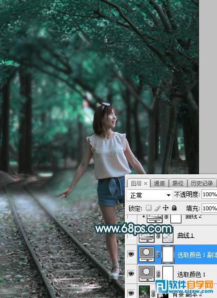 PS打造夢幻人物的暗青色逆光效果