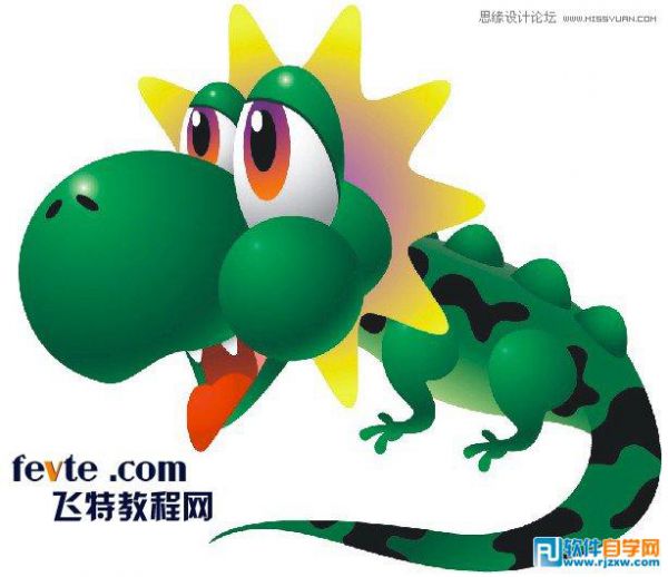 CorelDrawX4繪制綠色可愛的卡通龍