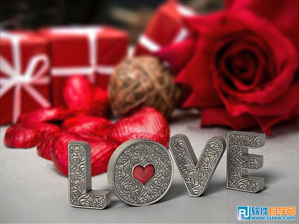 PhotoshopCS5制作LOVE浮雕花紋立體字