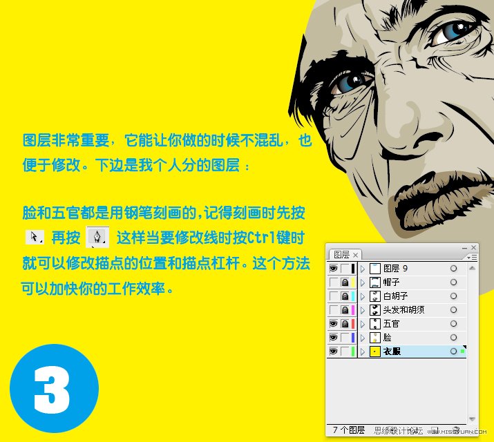 用Illustrator繪制矢量圖人像頭發與胡須的方法
